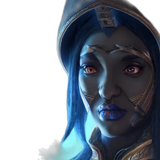 face, staff, mask, fantasy art, concept art, photorealistic, comic book art, blue transparent PNG cut-out