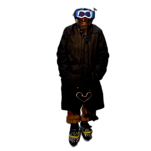 jacket, staff, mask, shoes, cyberpunk, 3d render, concept art, pixel art transparent PNG cut-out
