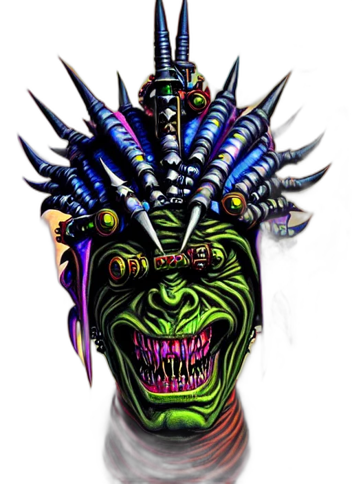 mask, crown, staff, face, concept art, cyberpunk, fantasy art, comic book art transparent PNG cut-out