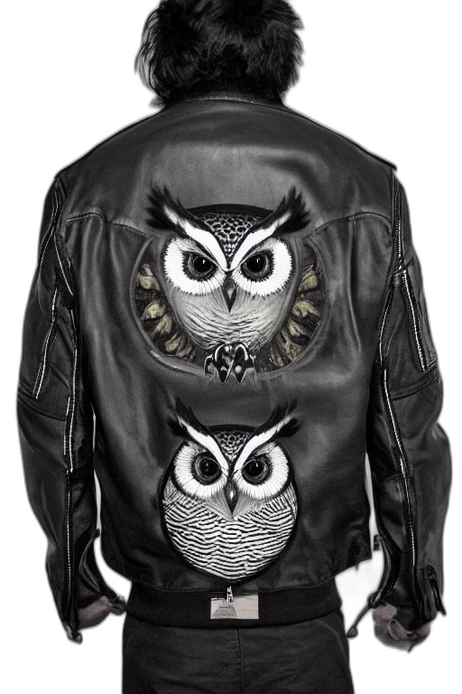 jacket, photorealistic, monochrome, owl transparent PNG cut-out