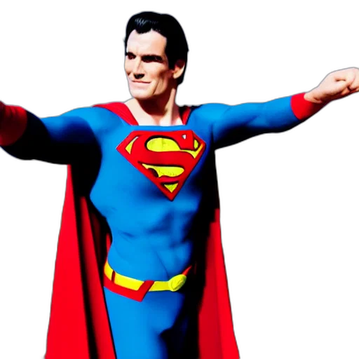 comic book art, photo, superman, reaching transparent PNG cut-out