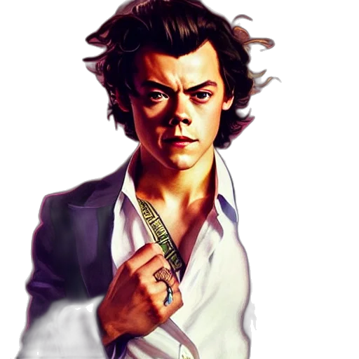 photorealistic, cartoon, comic book art, concept art, harry, styles, dressed, superhero transparent PNG cut-out