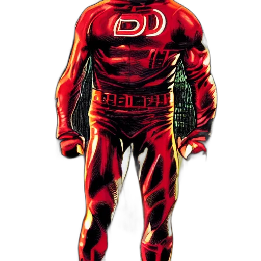 comic book art, concept art, red, daredevil, leather, suit, painted, joe transparent PNG cut-out