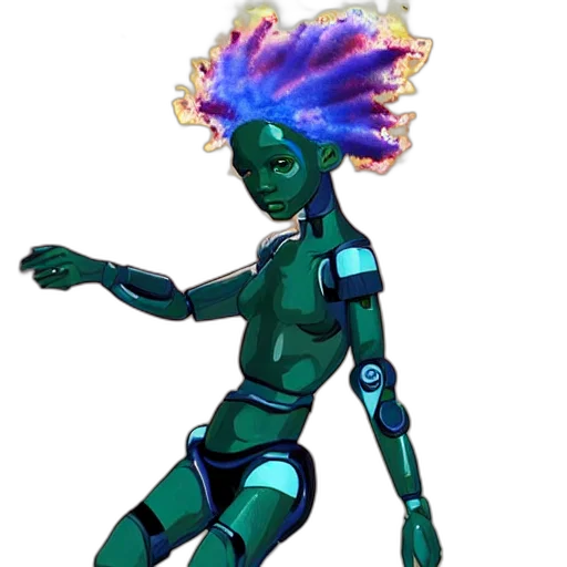robot, staff, creature, hair transparent PNG cut-out