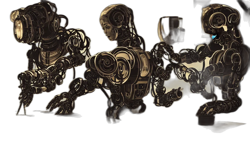 robot, concept art, 3d render, cyberpunk, fantasy art, studio, portrait, photography transparent PNG cut-out