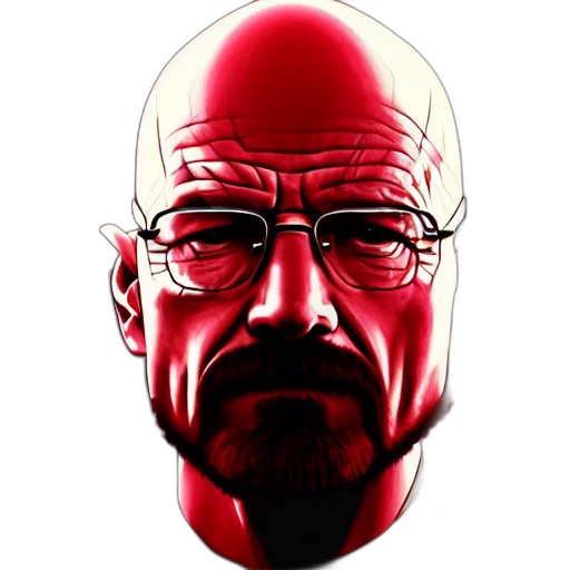 face, mask, comic book art, cartoon, concept art, photorealistic, red, walter transparent PNG cut-out