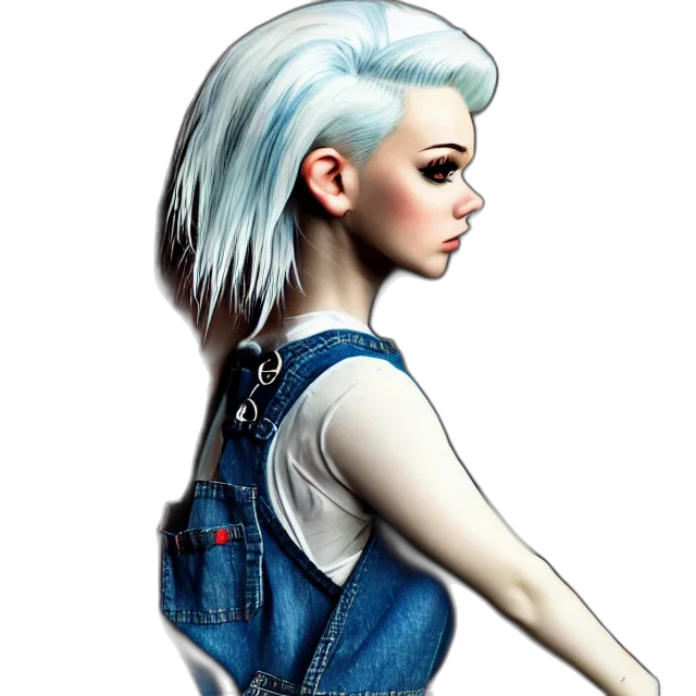 jacket, hair, dress, face, cartoon, concept art, fantasy art, photorealistic transparent PNG cut-out