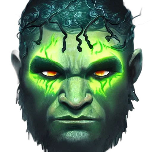 face, mask, creature, fantasy art, concept art, photorealistic, comic book art, green transparent PNG cut-out