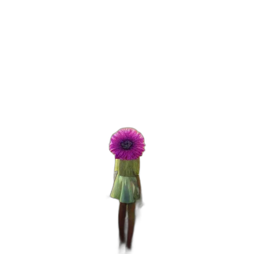 flower, dress, creature, umbrella, pixel art, 3d render, concept art, photorealistic transparent PNG cut-out