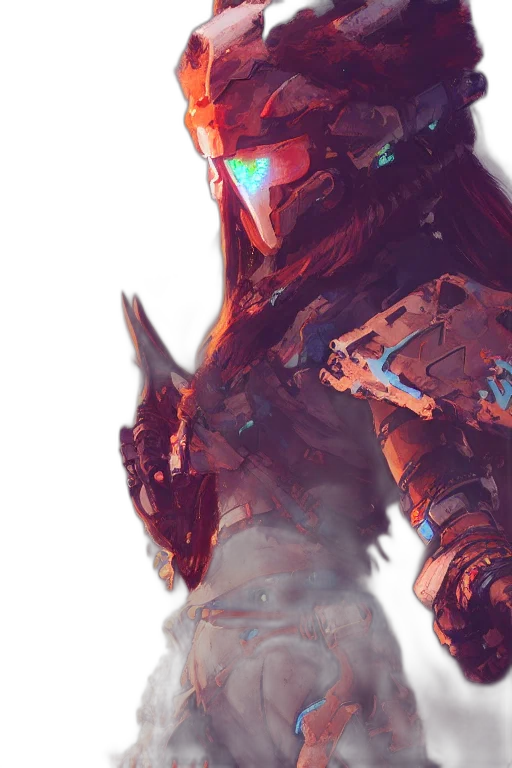 robot, weapon, face, sword, concept art, cyberpunk, fantasy art, comic book art transparent PNG cut-out