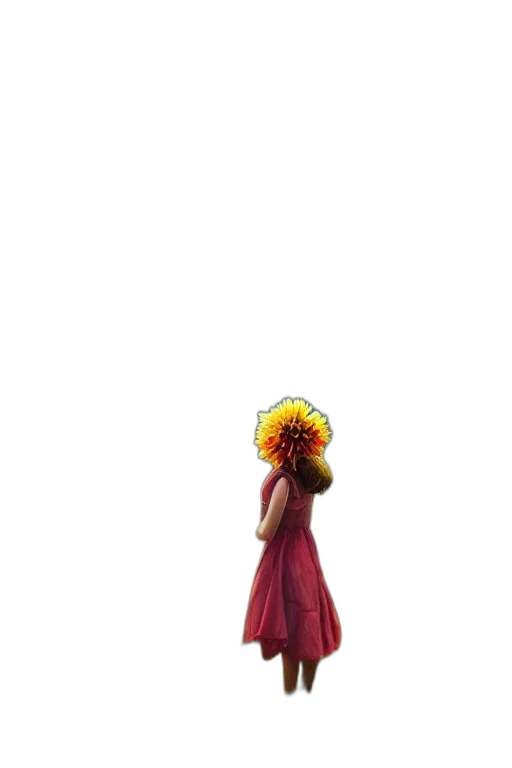 dress, flower, crown, umbrella, 3d render, concept art, photorealistic, pixel art transparent PNG cut-out