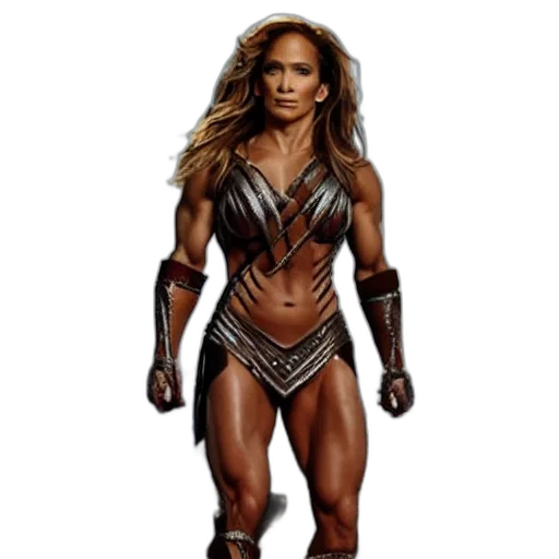 concept art, comic book art, photorealistic, fantasy art, jennifer, lopez, muscular, amazon transparent PNG cut-out