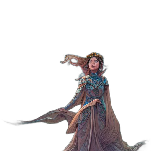 dress, staff, concept art, fantasy art, comic book art, pixel art, underwater, snow transparent PNG cut-out