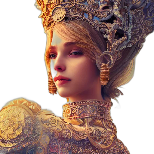 crown, jewelry, dress, face, fantasy art, concept art, photorealistic, 3d render transparent PNG cut-out