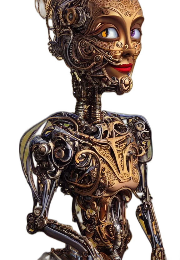 robot, jewelry, animal, mask, 3d render, concept art, cyberpunk, fantasy art transparent PNG cut-out