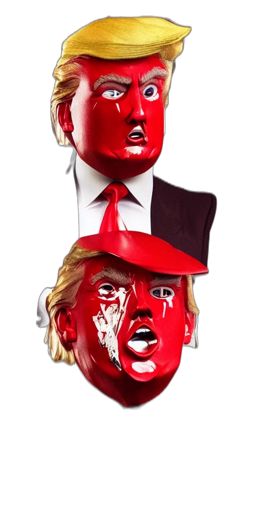 mask, hat, face, 3d render, concept art, photorealistic, cartoon, red transparent PNG cut-out