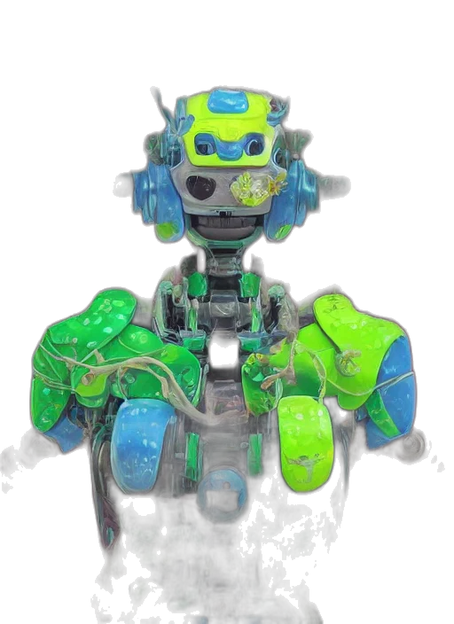 robot, mask, weapon, jewelry, concept art, 3d render, cyberpunk, watercolor transparent PNG cut-out