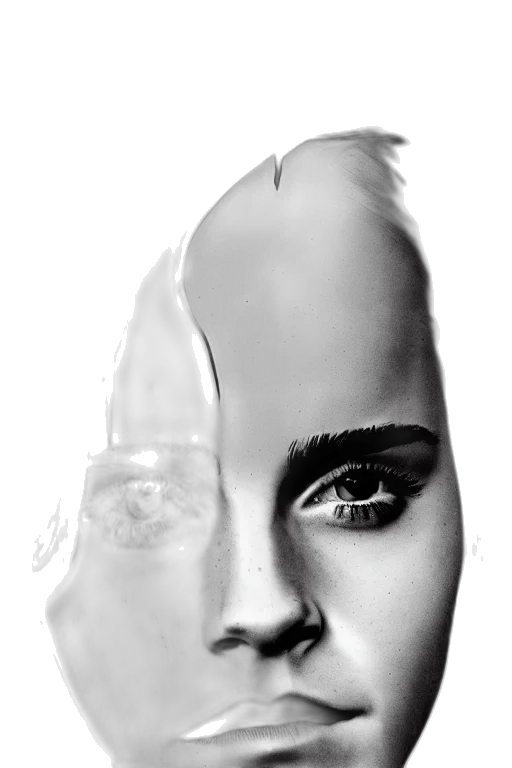 face, mask, hair, crown, photorealistic, concept art, pencil sketch, fantasy art transparent PNG cut-out