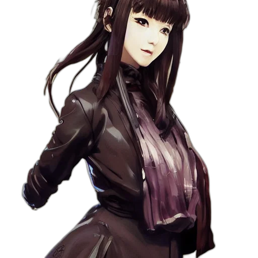 jacket, staff, dress, face, concept art, cyberpunk, fantasy art, photorealistic transparent PNG cut-out
