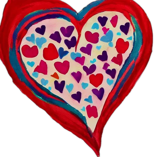 red, heart-shaped, artwork transparent PNG cut-out