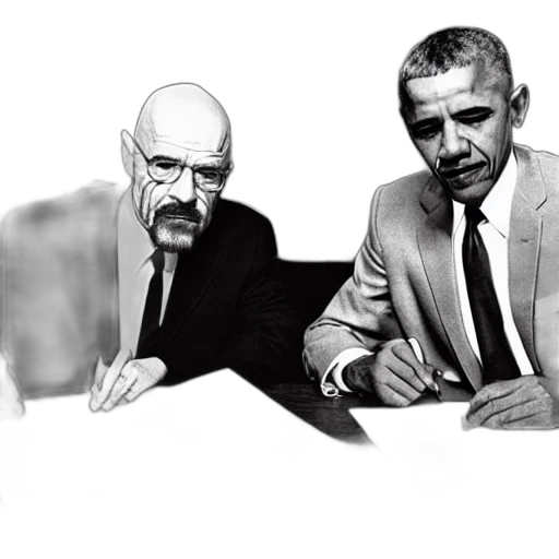 comic book art, photorealistic, concept art, cartoon, walter, white, barack, obama transparent PNG cut-out
