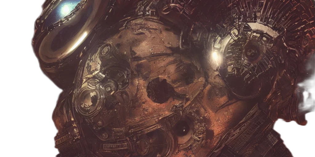 bottle, robot, crown, face, concept art, photorealistic, outer space, space transparent PNG cut-out