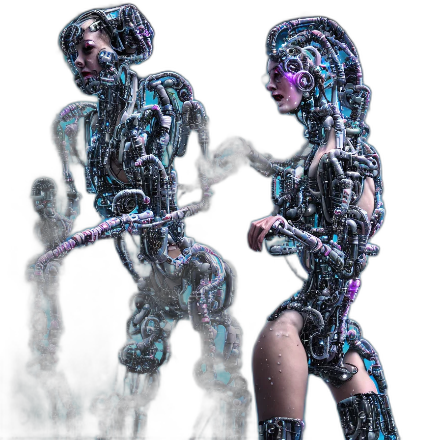 robot, dress, hair, mask transparent PNG cut-out