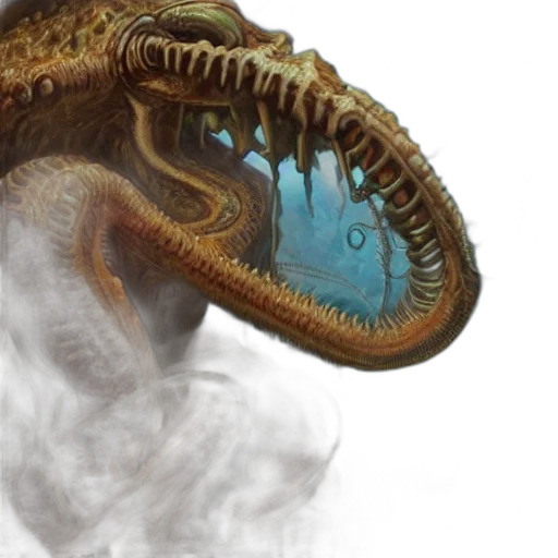 dragon, creature, mask, concept art, fantasy art, photorealistic, lovecraftian, gigachad transparent PNG cut-out
