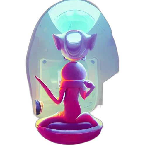 robot, staff, creature, concept art, 3d render, fantasy art, pixel art, outer space transparent PNG cut-out