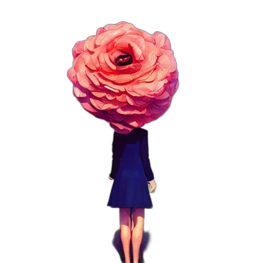flower, dress, crown, umbrella, concept art, watercolor, pixel art, 3d render transparent PNG cut-out