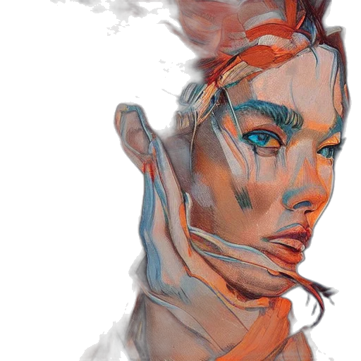 face, mask, crown, creature, watercolor, comic book art, fantasy art, concept art transparent PNG cut-out