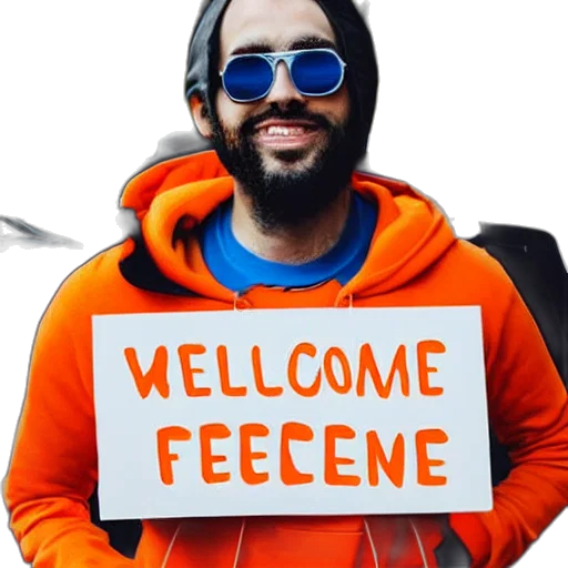 face, staff, portrait, photo, kangaroo, wearing, orange, hoodie transparent PNG cut-out