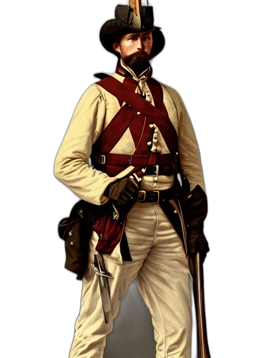 staff, jacket, hat, weapon, concept art, photorealistic, fantasy art, 3d render transparent PNG cut-out