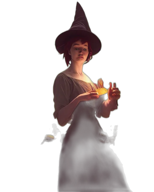 staff, hat, dress, weapon, concept art, fantasy art, 3d render, photorealistic transparent PNG cut-out