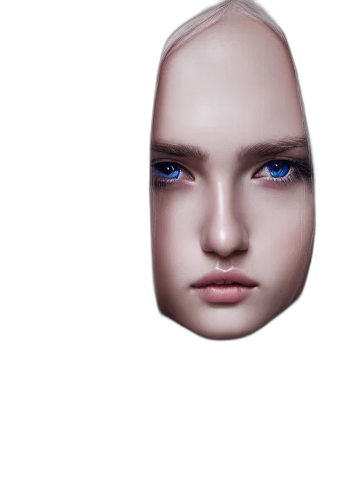 face, hair, hat, mask, photorealistic, 3d render, concept art, vaporwave transparent PNG cut-out