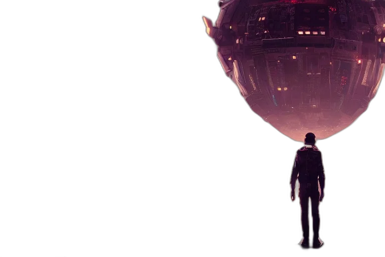 robot, concept art, outer space, sole transparent PNG cut-out