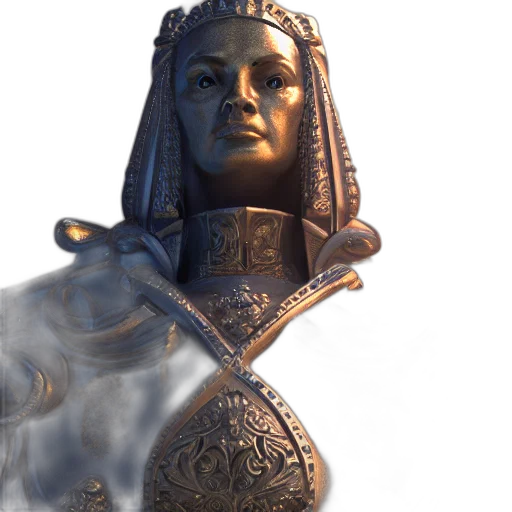 sword, face, crown, staff, 3d render, concept art, fantasy art, photorealistic transparent PNG cut-out