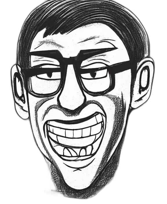 face, staff, cartoon, comic book art, pencil sketch, concept art, amateur, ink transparent PNG cut-out