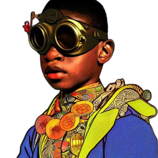 mask, jewelry, face, jacket, comic book art, concept art, cartoon, photorealistic transparent PNG cut-out