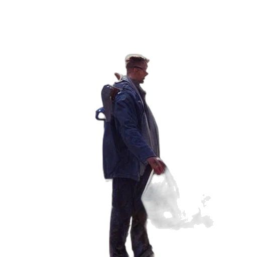 jacket, staff, umbrella, robot, concept art, 3d render, photorealistic, vaporwave transparent PNG cut-out
