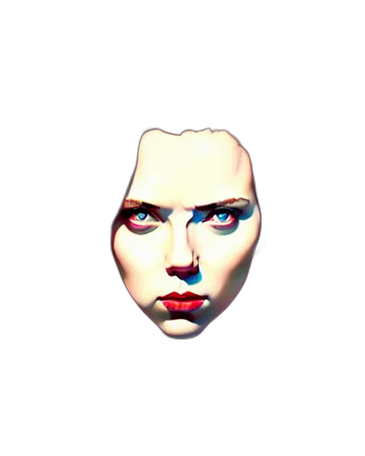 face, mask, jewelry, robot, 3d render, pixel art, vaporwave, photorealistic transparent PNG cut-out