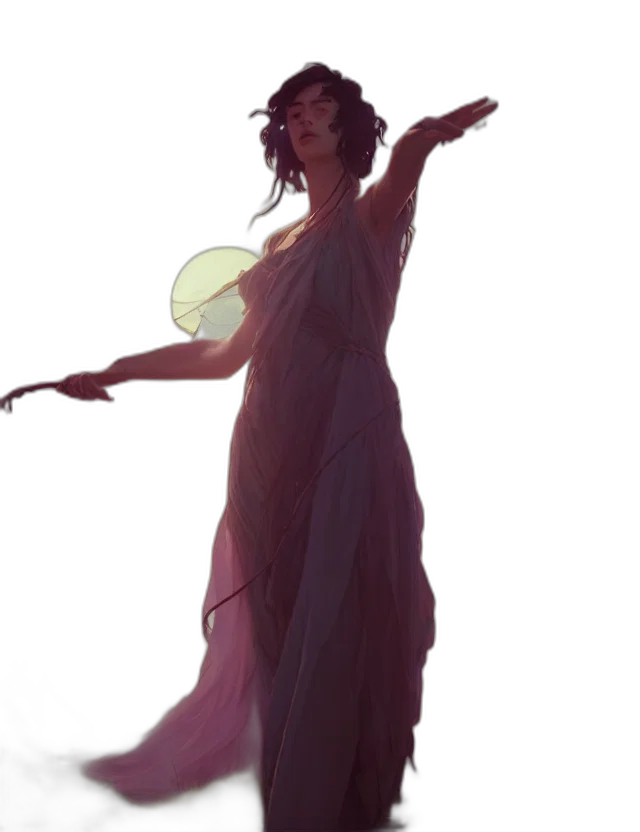 dress, staff, sword, weapon, concept art, fantasy art, comic book art, watercolor transparent PNG cut-out