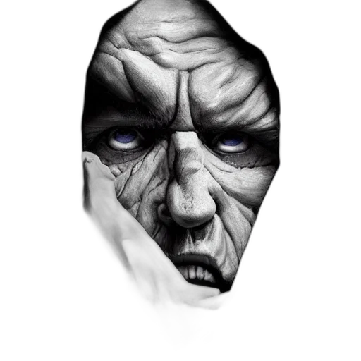 mask, face, creature, concept art, comic book art, fantasy art, photorealistic, dark transparent PNG cut-out