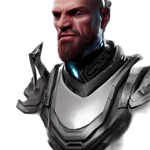 robot, face, weapon, mask, concept art, 3d render, cyberpunk, fantasy art transparent PNG cut-out