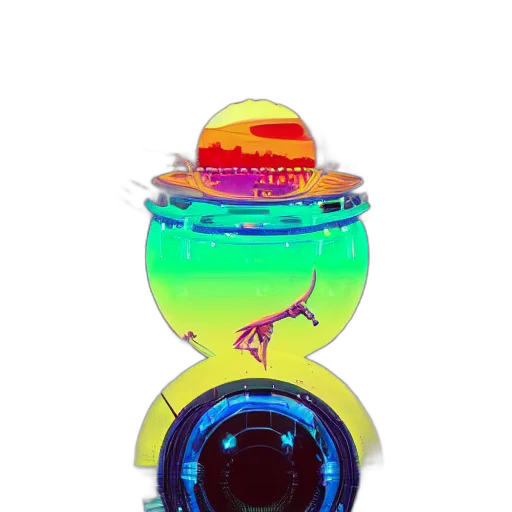 bottle, robot, animal, weapon, vaporwave, 3d render, concept art, cyberpunk transparent PNG cut-out