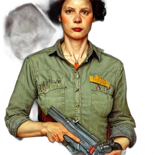 weapon, jacket, staff, face transparent PNG cut-out