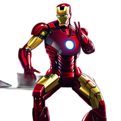 robot, 3d render, concept art, comic book art, iron, man, sit, chair transparent PNG cut-out