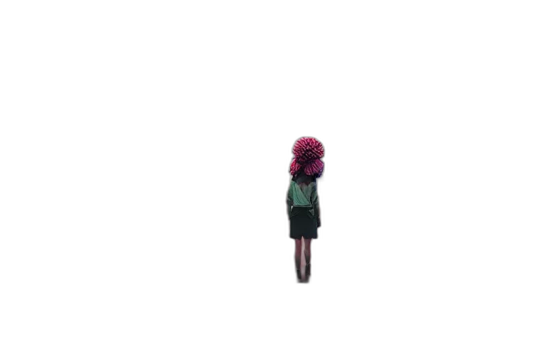 dress, jacket, hat, hair, pixel art, 3d render, concept art, vaporwave transparent PNG cut-out