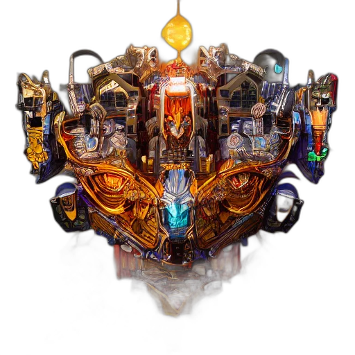 crown, jewelry, mask, robot, concept art, fantasy art, 3d render, pixel art transparent PNG cut-out