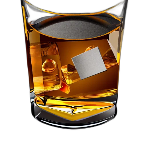 bottle, crown, 3d render, photorealistic, glass, whiskey transparent PNG cut-out